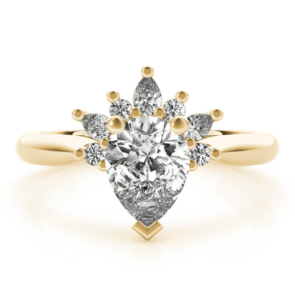 Kalia Pear Chevron Diamond Engagement Ring Setting with Half Halo