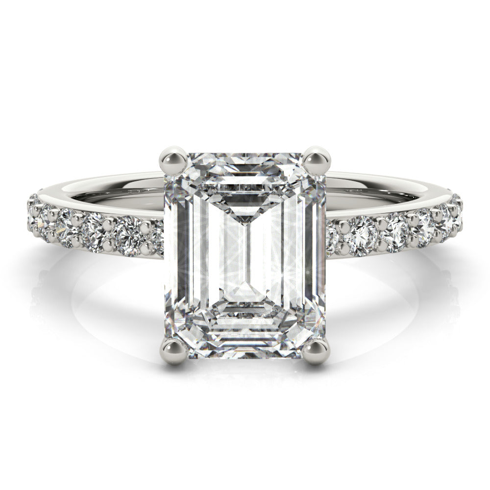 Allegra Emerald Cut Diamond Bridge Engagement Ring Setting