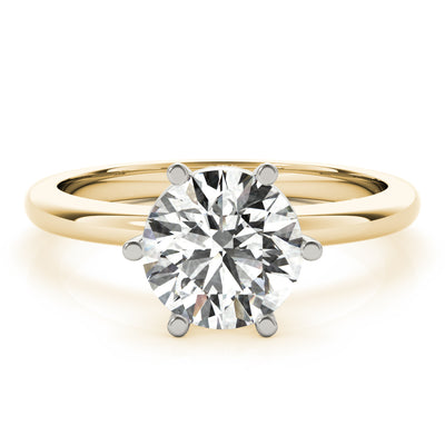 Lara Round Offset 6 Prong Diamond Engagement Ring Setting