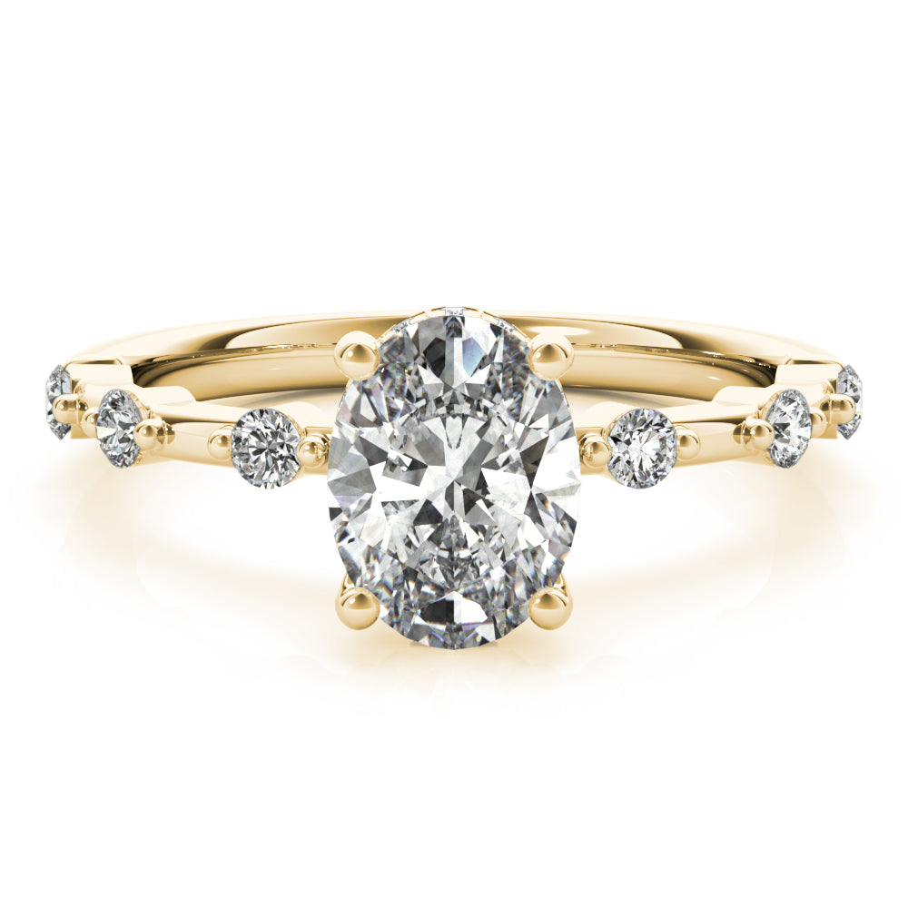 Dottie Oval Diamond Engagement Ring Setting (with Hidden Halo)
