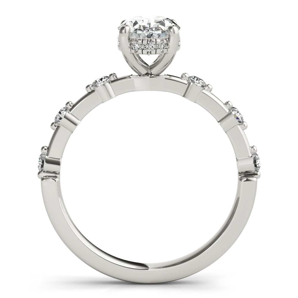 Dottie Oval Diamond Engagement Ring Setting (with Hidden Halo)