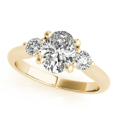 Vintage oval and round side diamond engagement ring