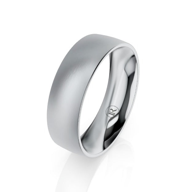 Brushed Quarter Round Platinum 950 Wedding Ring