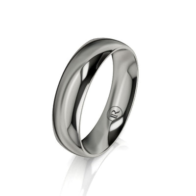 Curved Polished Titanium Wedding Ring (AD)