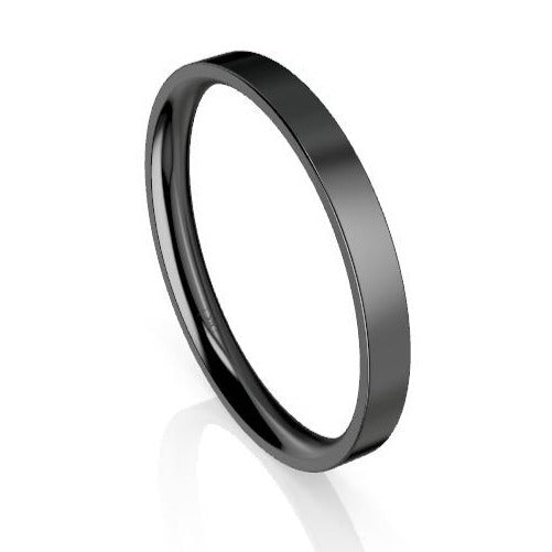 Women's Flat Black Zirconium Comfort Fit Wedding Ring (AG)