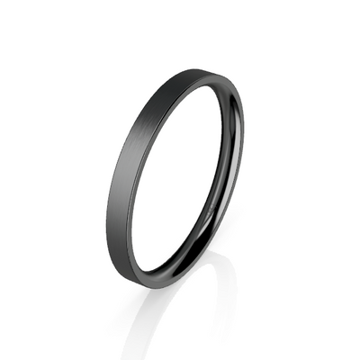 Women's Flat Black Zirconium Comfort Fit Wedding Ring (AG)