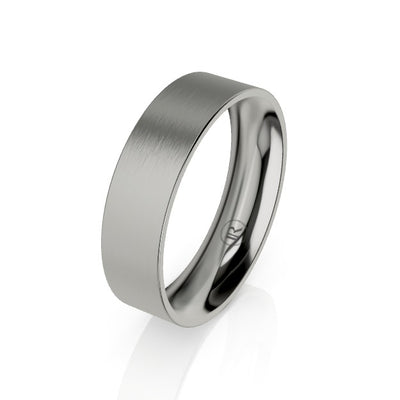 Flat Pipecut Brushed Titanium Wedding Ring (AG)