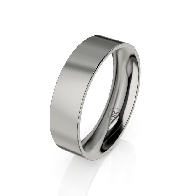 Flat Pipecut Brushed Titanium Wedding Ring (AG)