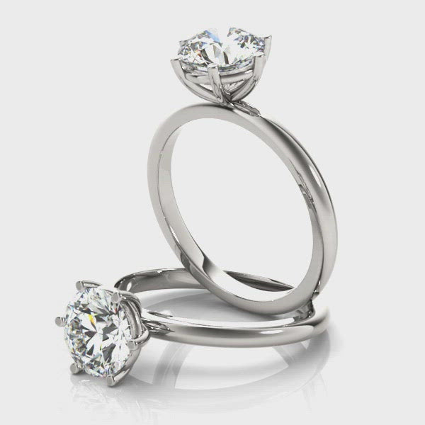 Lara Round Offset 6 Prong Diamond Engagement Ring Setting