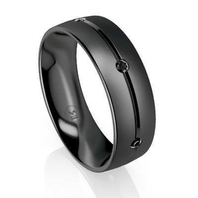 Black Zirconium Wedding Ring with Black Diamonds