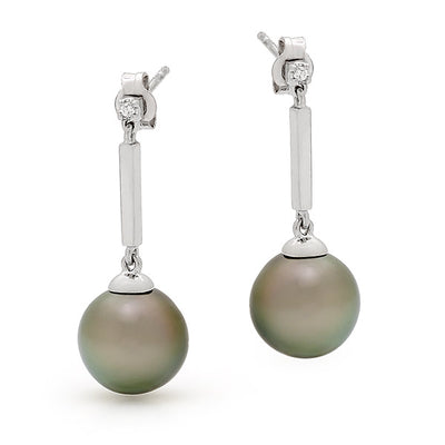 South Sea Pearl & Diamond Cup Pearl Earrings