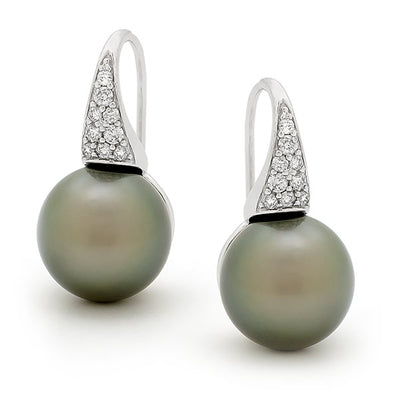 South Sea Pearl & Diamond Pave Pearl Earrings