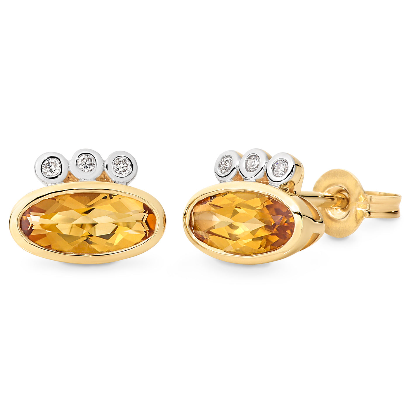 Citrine & Diamond Bezel Set Earrings