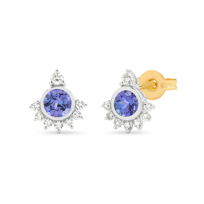 Tanzanite & Diamond Bezel/Claw Set Coloured Stone Earrings