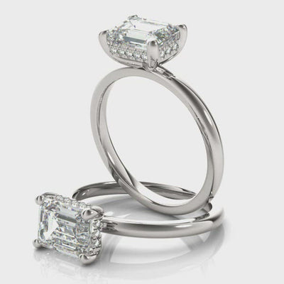 Noelle East West Emerald Diamond Engagement Ring Setting