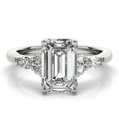 Lily Emerald Cut Diamond Engagement Ring Setting