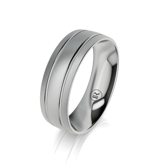 The Lexington Palladium Dual Grooved Wedding Ring