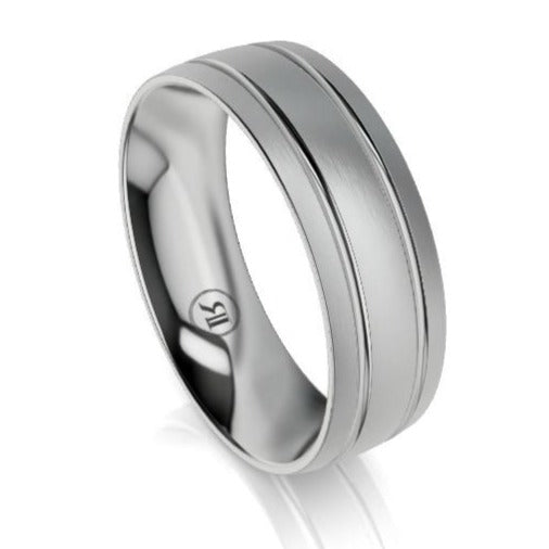 The Lexington Palladium Dual Grooved Wedding Ring
