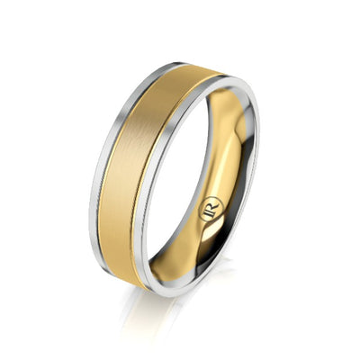 The Winchester Yellow Gold with White Gold Edged Mens Wedding Ring
