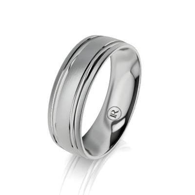 Dual Edge Grooved Palladium Wedding Ring