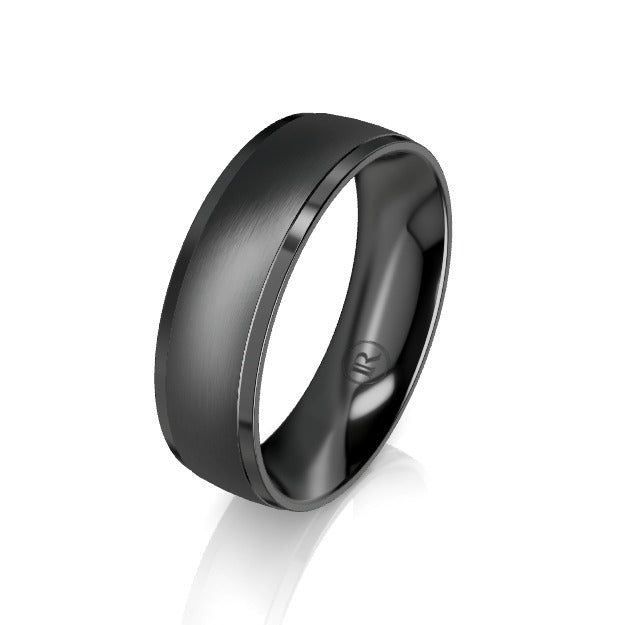 The Dunkirk Polished and Brushed Black Zirconium Wedding Ring