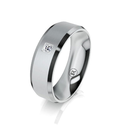 The Henry Bevelled Edge Brushed Diamond Centre Platinum Wedding Ring