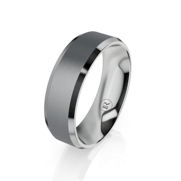 The Vanguard Tantalum and Platinum Bevelled Edge Wedding Ring